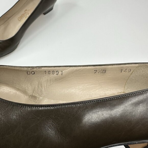 Salvatore Ferragamo Women’s Brown Canora Designer‎ Leather Pump US 7.5 B - Picture 9 of 16